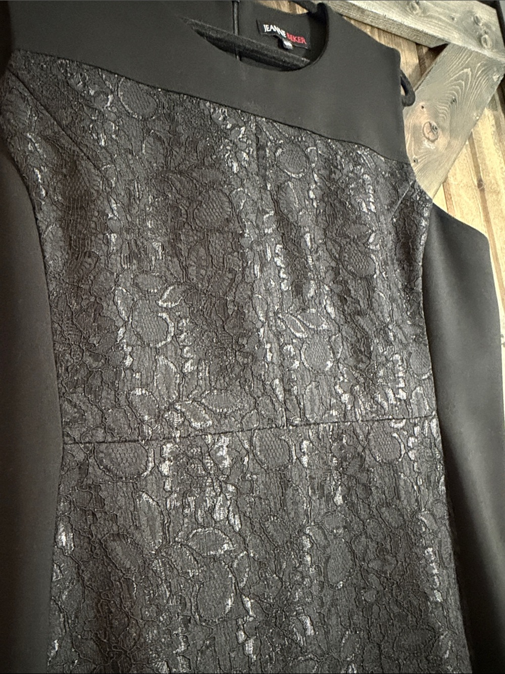 Black Lace-Front Sleeveless Sheath Dress - Picture 3 of 6